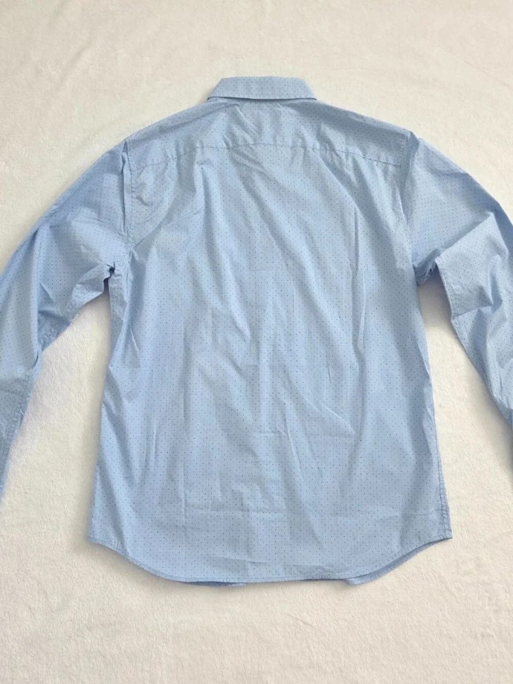 Banana Republic Slim Tech Stretch Cotton Shirt Mens Medium Blue Polka Dot Button